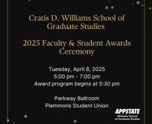 Graphic with date and time infomration for the 2025 Faculty and Students Awards Ceremony